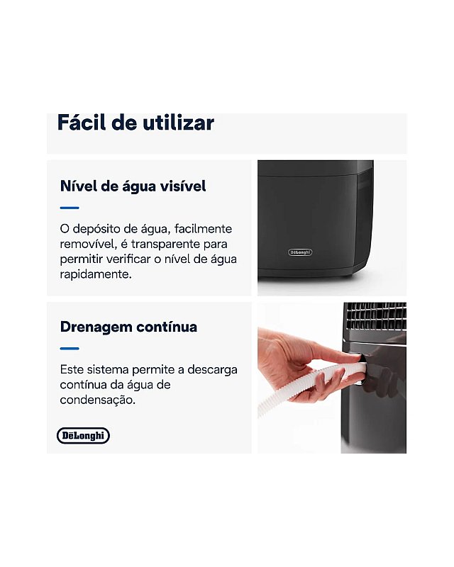Desumidificador e Purificador de Ar DELONGHI DDSX220WFA  5 L - 21 L/dia - Preto)