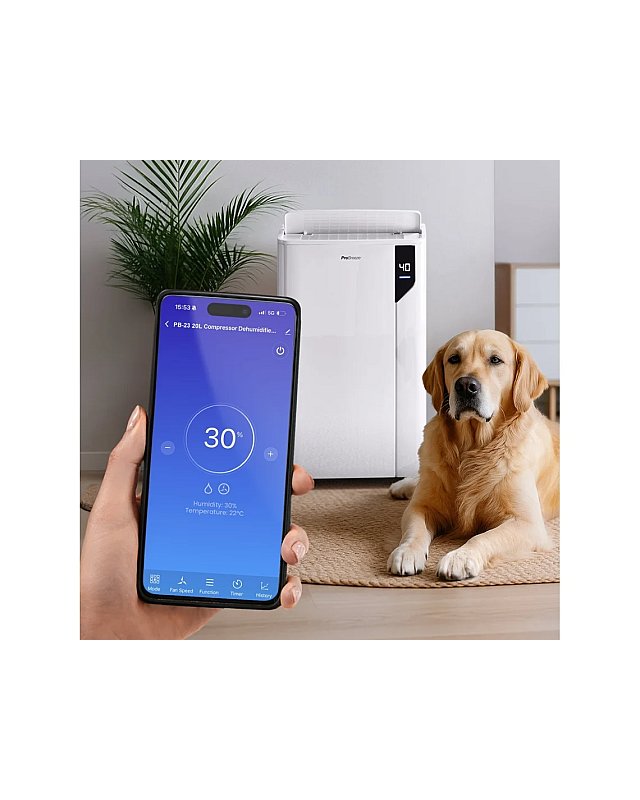 Desumidificador Premium de 20 L com Modo de Lavandaria de Um Clique e Controlo Inteligente por App Pro Breeze