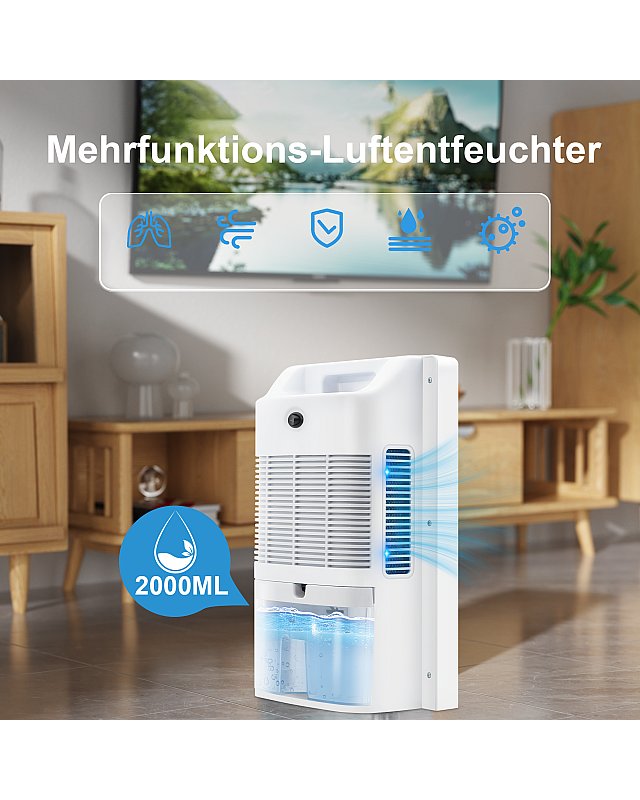 ZMH Desumidificador elétrico 2000ml branco com controle remoto e temporizador – para quarto no porão