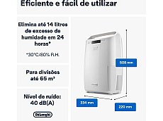 Desumidificador DELONGHI DEXD214RF (2.1 L - 14 L/dia - Branco)