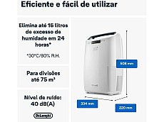 Desumidificador DELONGHI DEXD216RF (2.1 L - 16 L/dia - Branco)